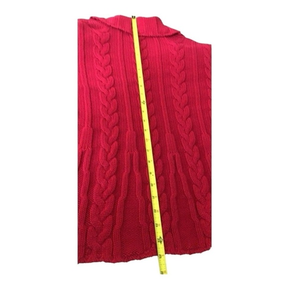 Additions By Chico's  Open Front Cable Knit  Cardigan Sweater Cotton Fuschia, Lg - Picture 10 of 10